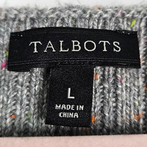Talbots Grey Rainbow Stripe Ribbed Boatneck Confetti Speckled Sweater L - Picture 4 of 7
